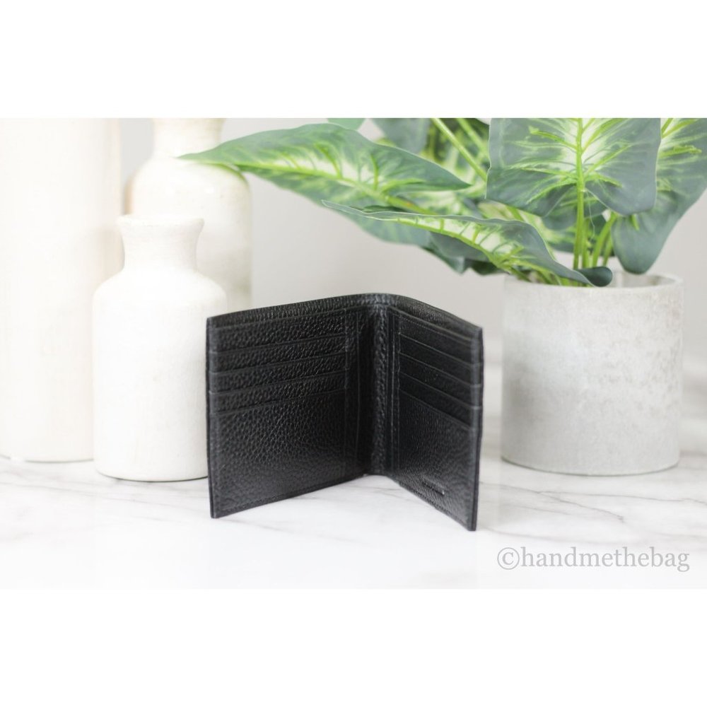 NEW Emporio Armani Black Bi-Fold Organizer Wallet Grainy Pebbled Leather NWT - Picture 4 of 7